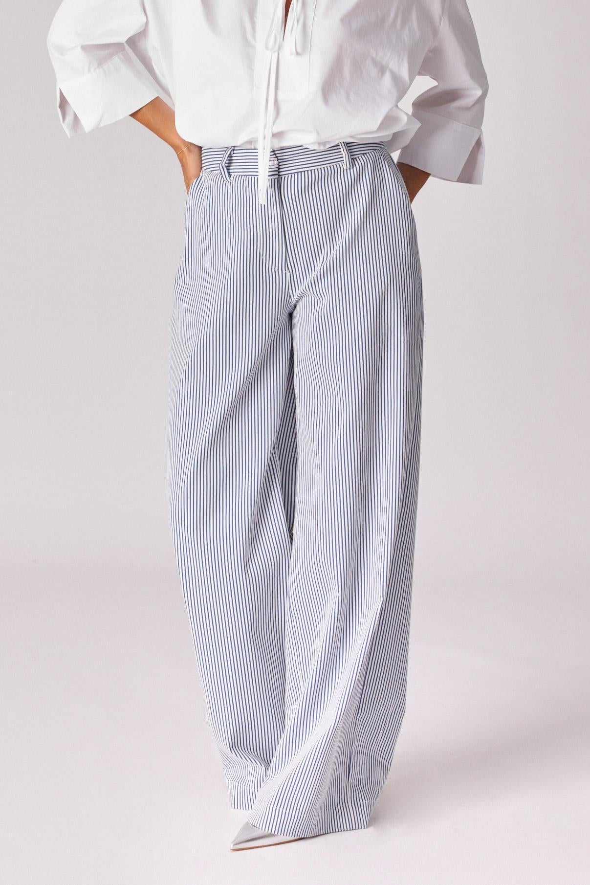 Broek met stretch - Blue stripe