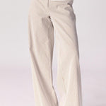 Broek met stretch - Taupe stripe