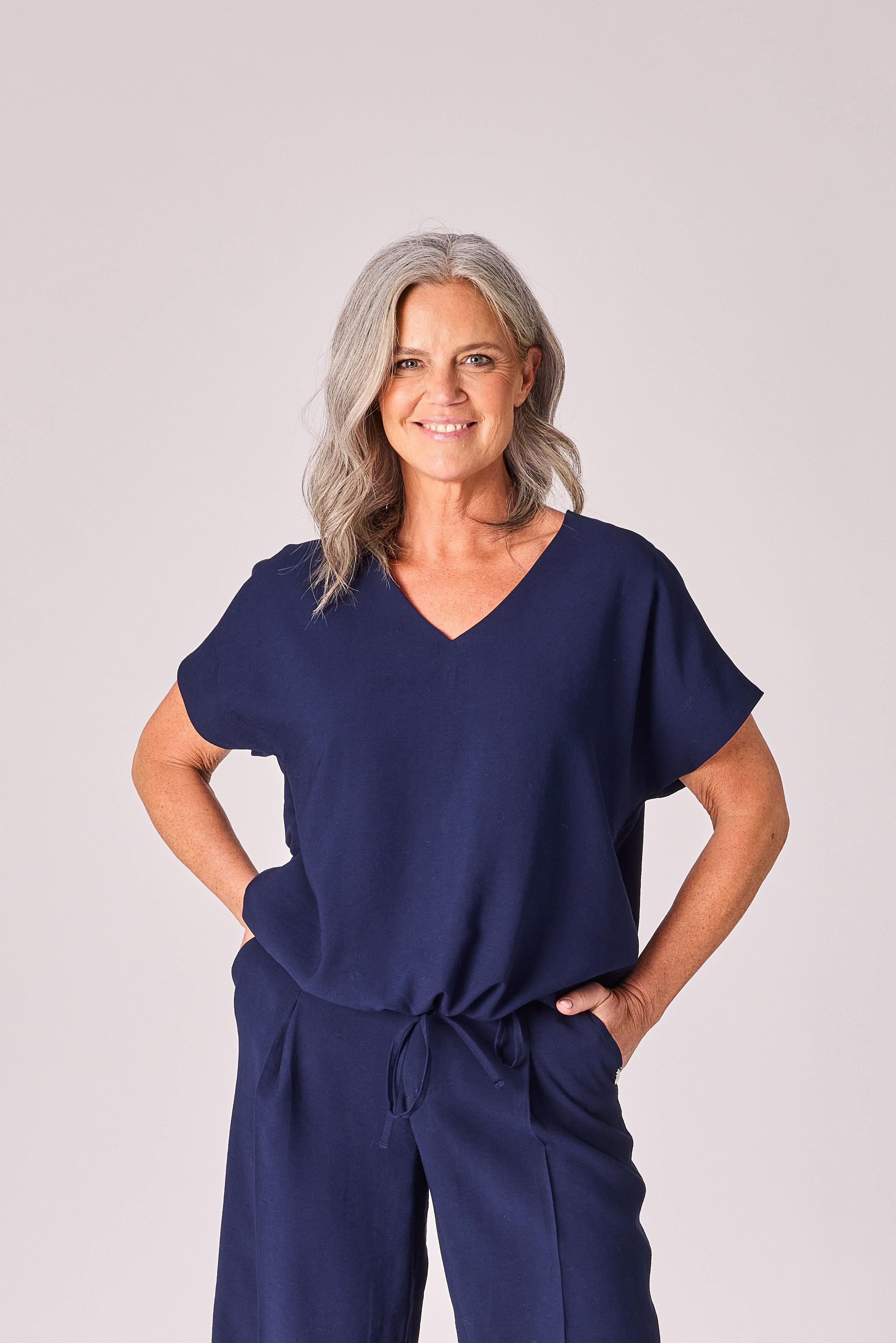 Blouse met strop - Navy