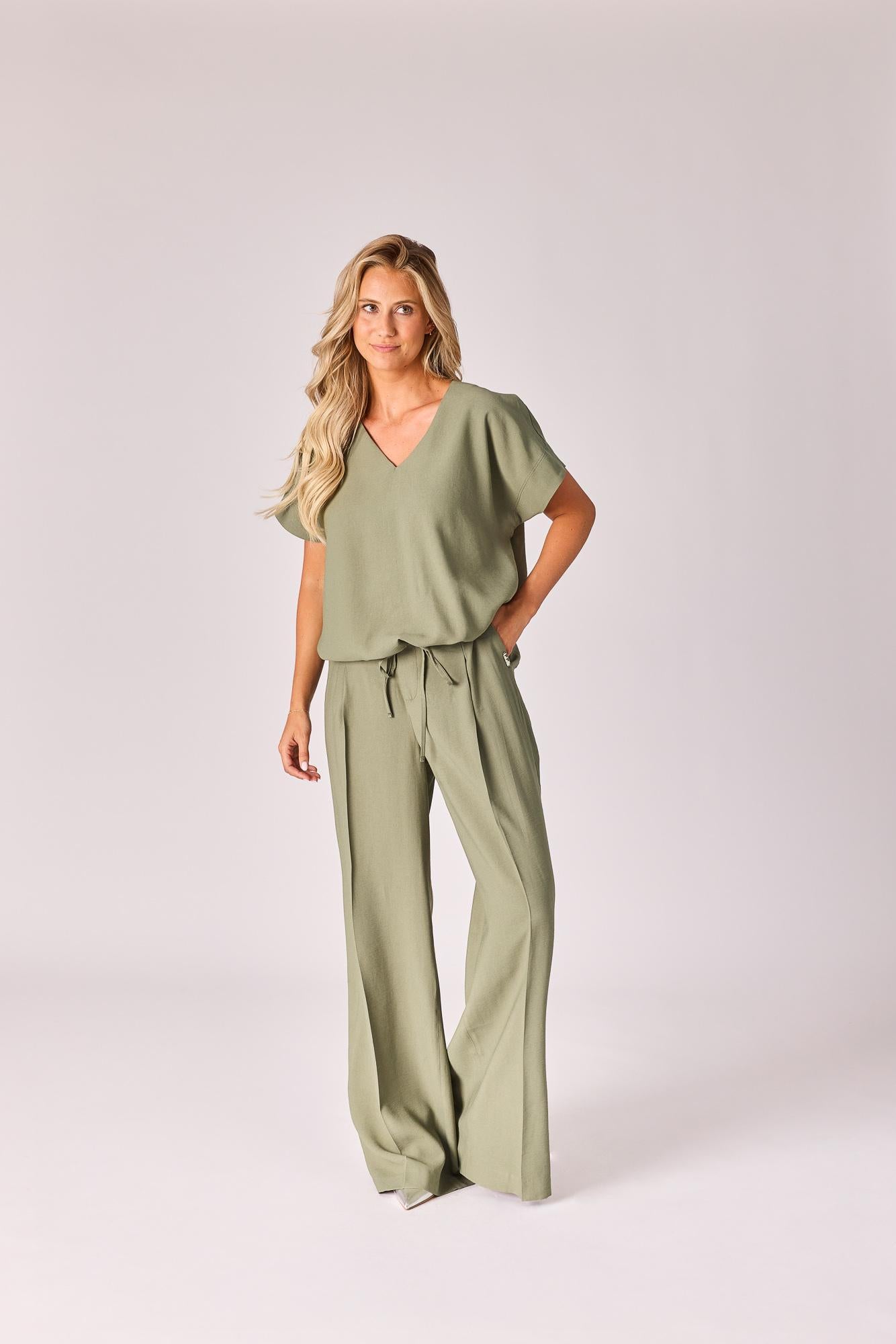Blouse met strop - Sage green