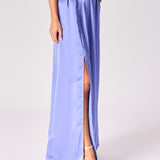 Lange rok in satijn - Blue lavender