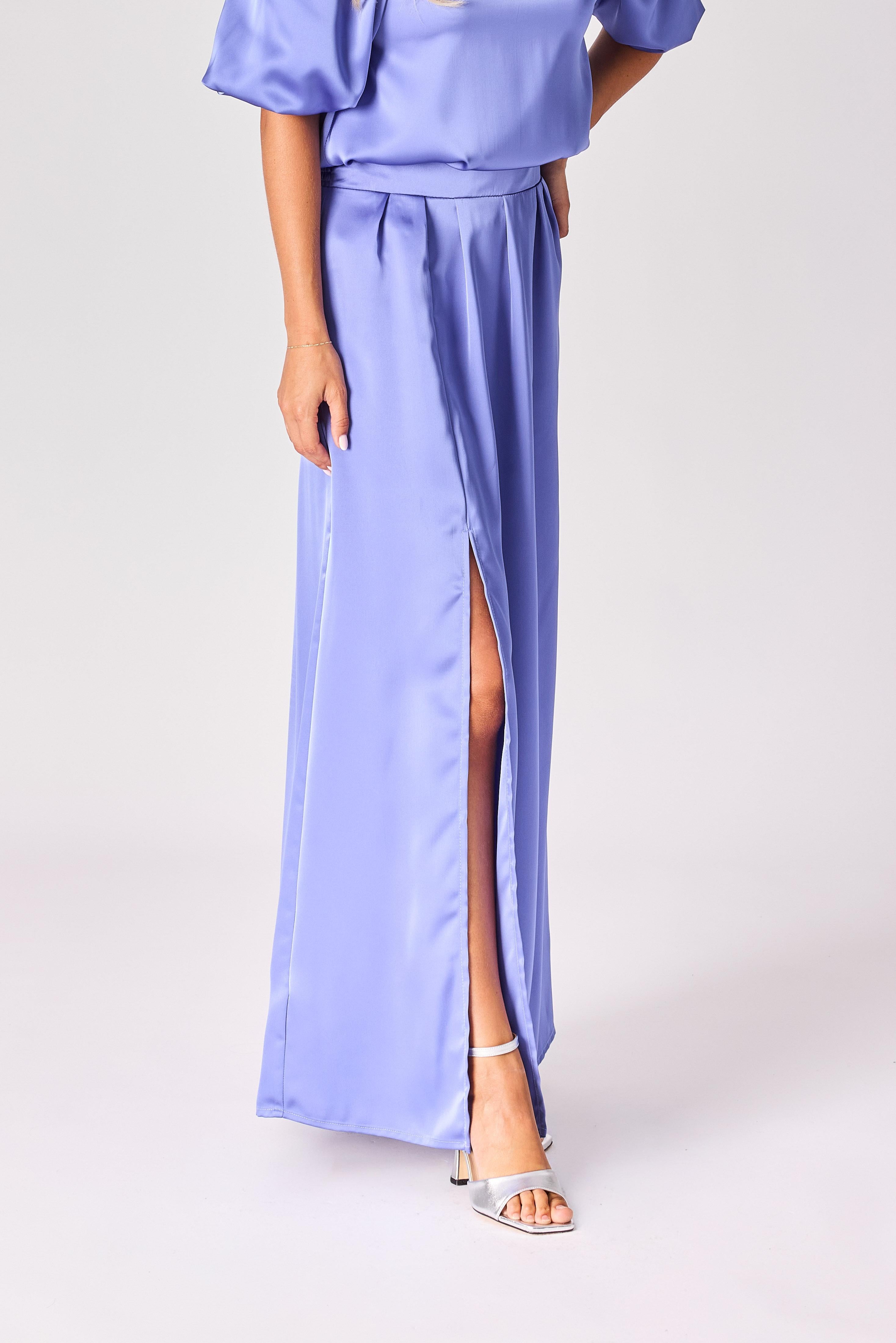 Lange rok in satijn - Blue lavender
