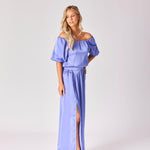 Lange rok in satijn - Blue lavender