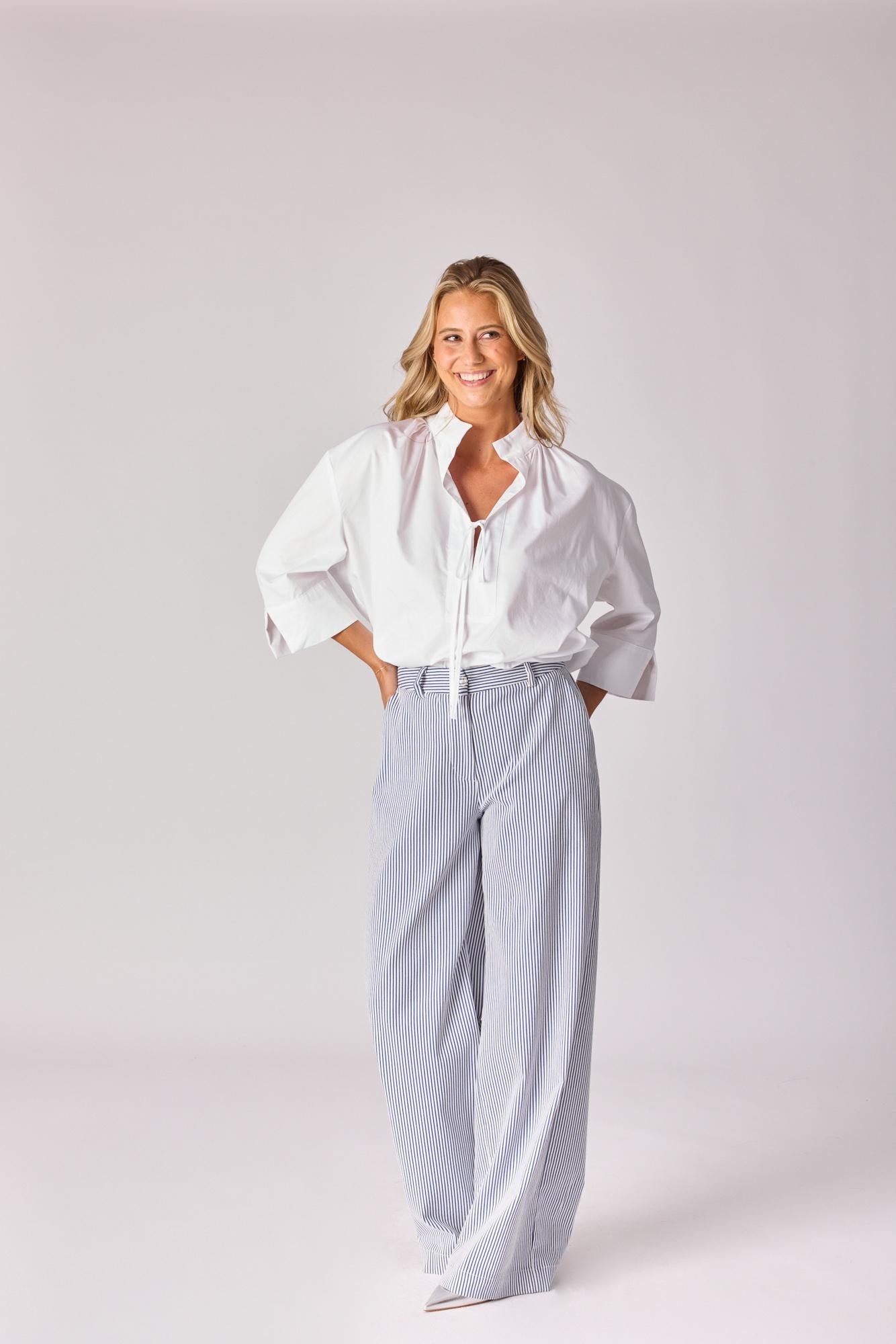 Oversized hemd met strikdetail - White