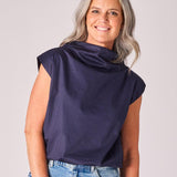 Top met gedrapeerde halslijn - Navy