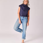 Top met gedrapeerde halslijn - Navy