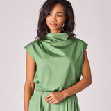 Top met gedrapeerde halslijn - Sage green