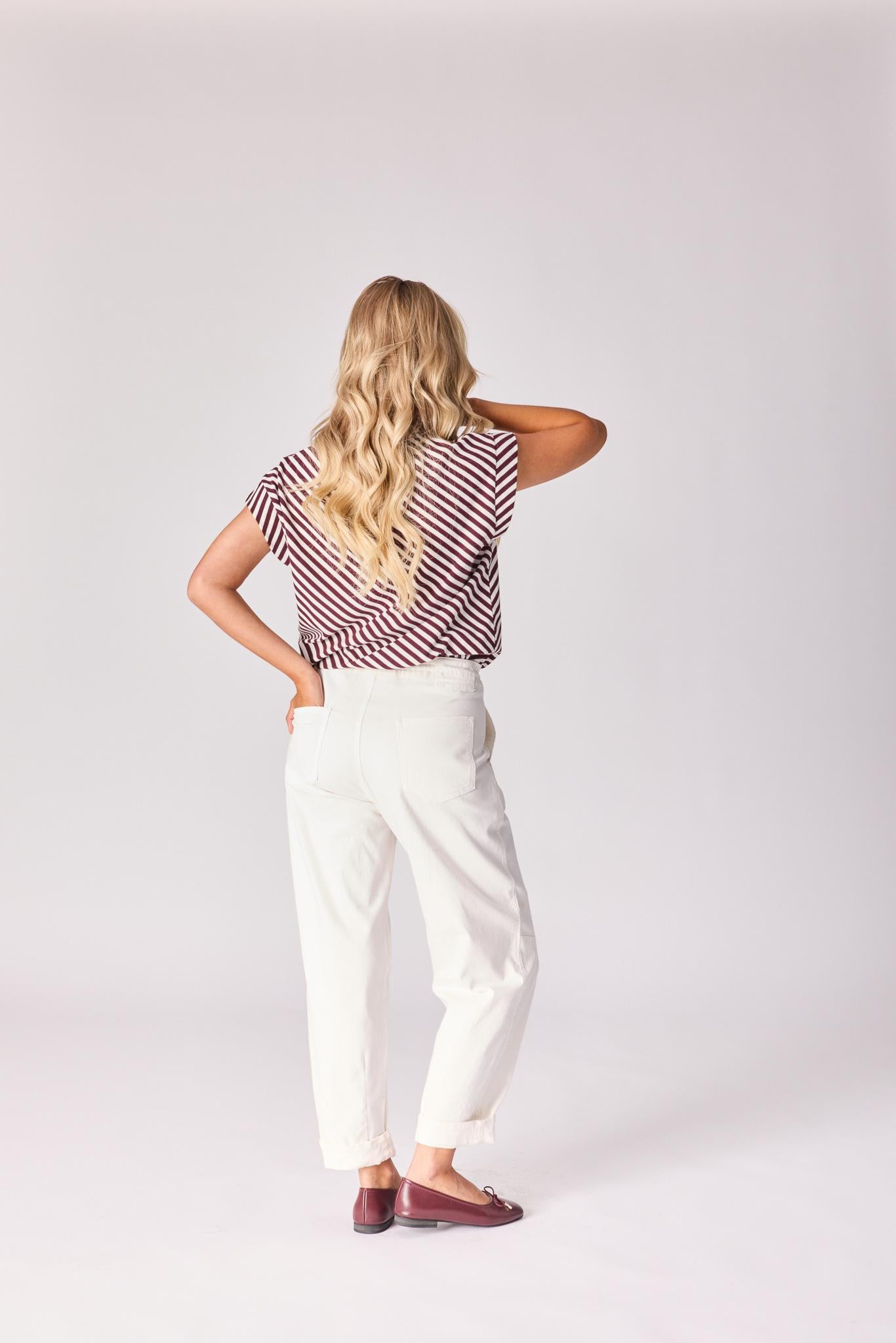 Barrel jeans met tailletouw - White
