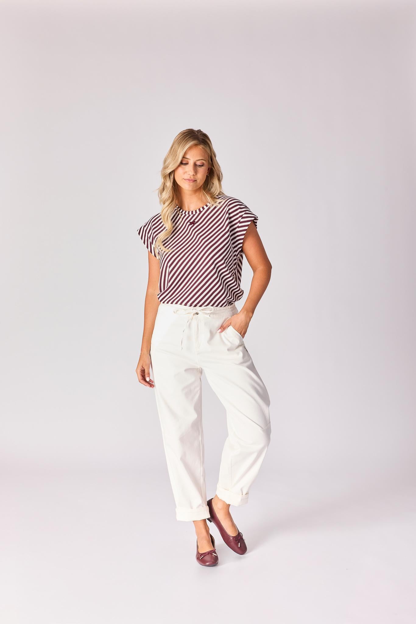 Barrel jeans met tailletouw - White