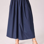 Lange rok met plooien - Navy