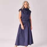 Lange rok met plooien - Navy