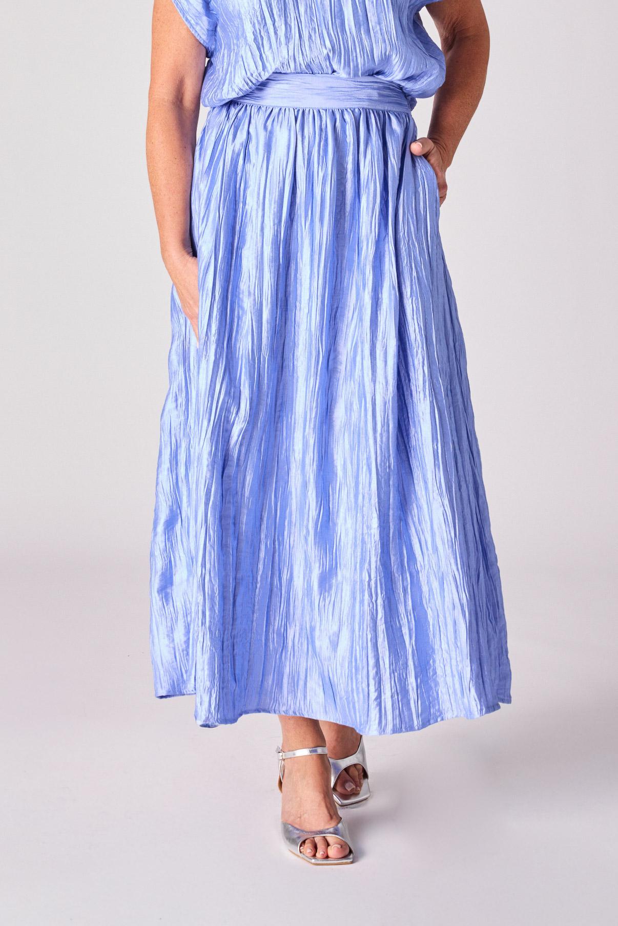 Rok in frippé satijn - Blue lavender