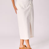 Jeansrok met scheve split - White