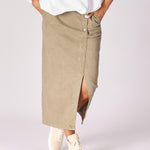 Jeansrok met scheve split - Pistache