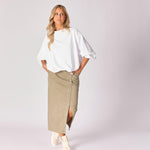 Jeansrok met scheve split - Pistache