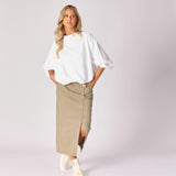 Jeansrok met scheve split - Pistache