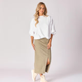 Jeansrok met scheve split - Pistache