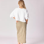 Jeansrok met scheve split - Pistache