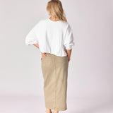 Jeansrok met scheve split - Pistache