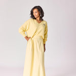 Lange rok met plooien - Butter yellow