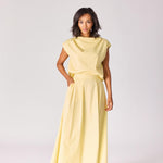 Lange rok met plooien - Butter yellow
