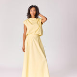 Lange rok met plooien - Butter yellow