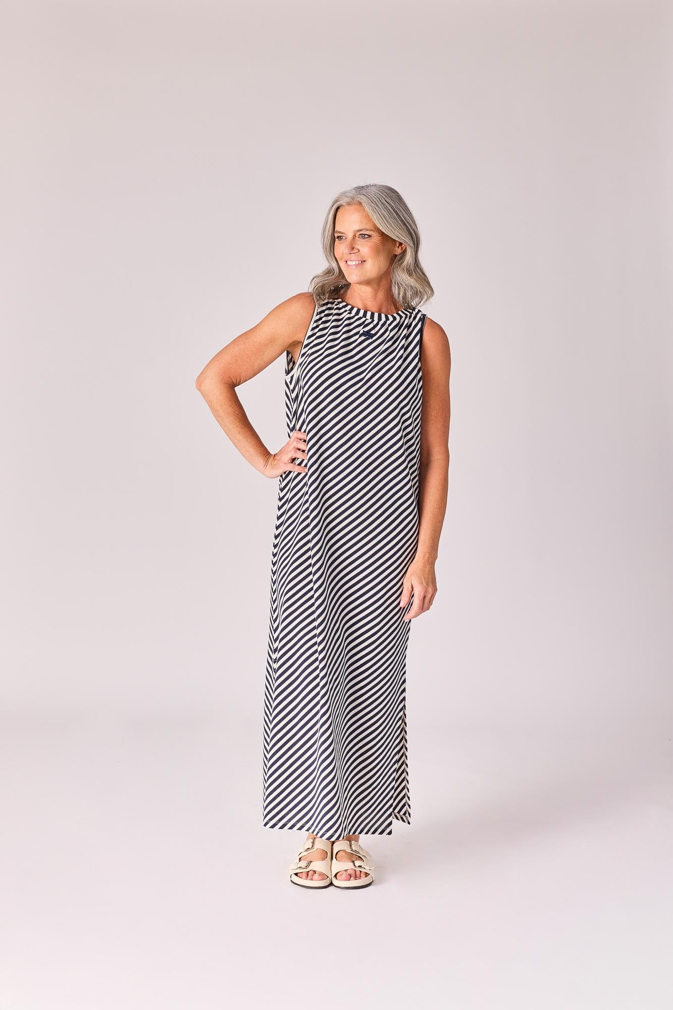 Lange jurk met streepjesmotief - Navy stripe