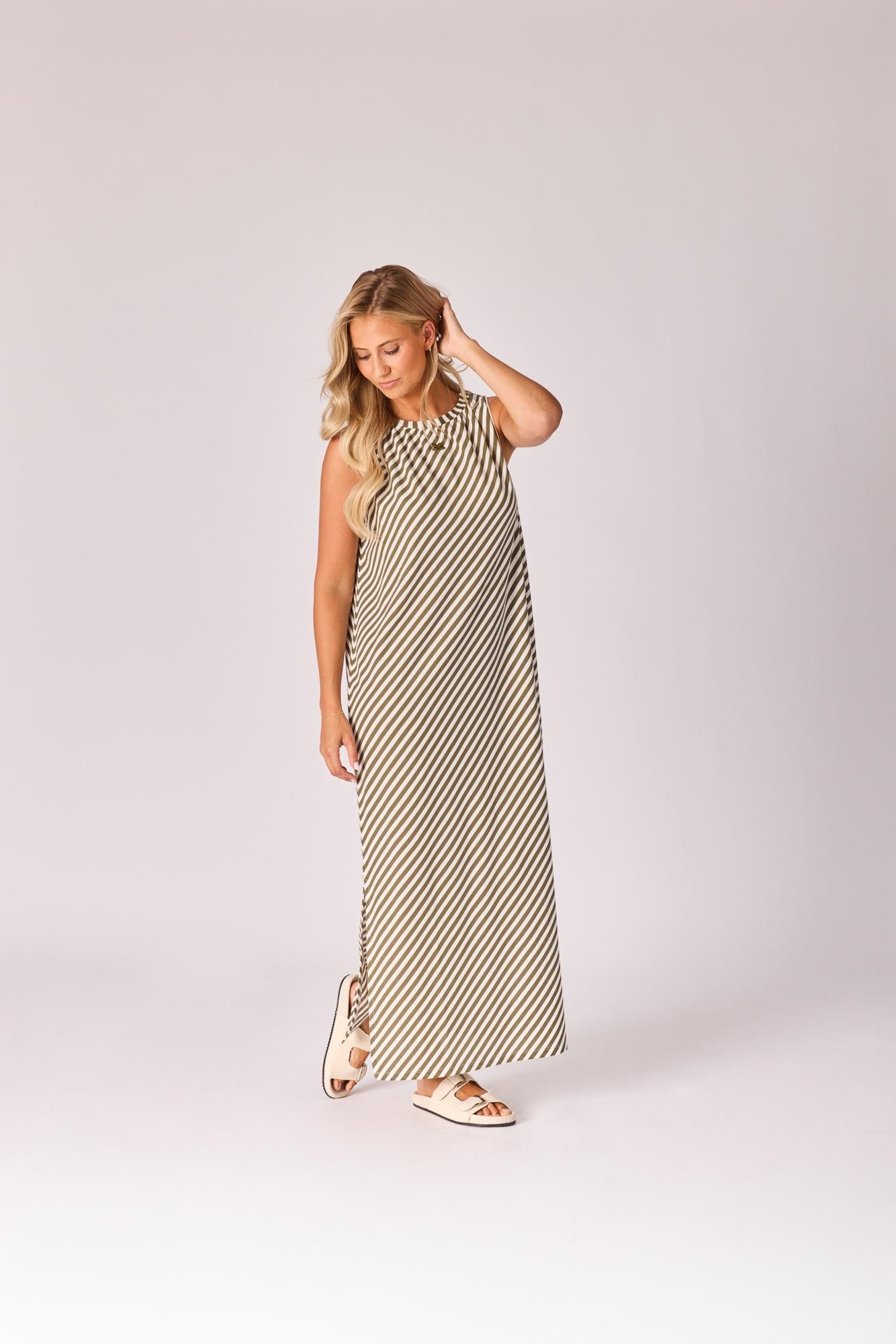 Lange jurk met streepjesmotief - Green stripe