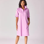 Korte jurk met smok - Lavender pink