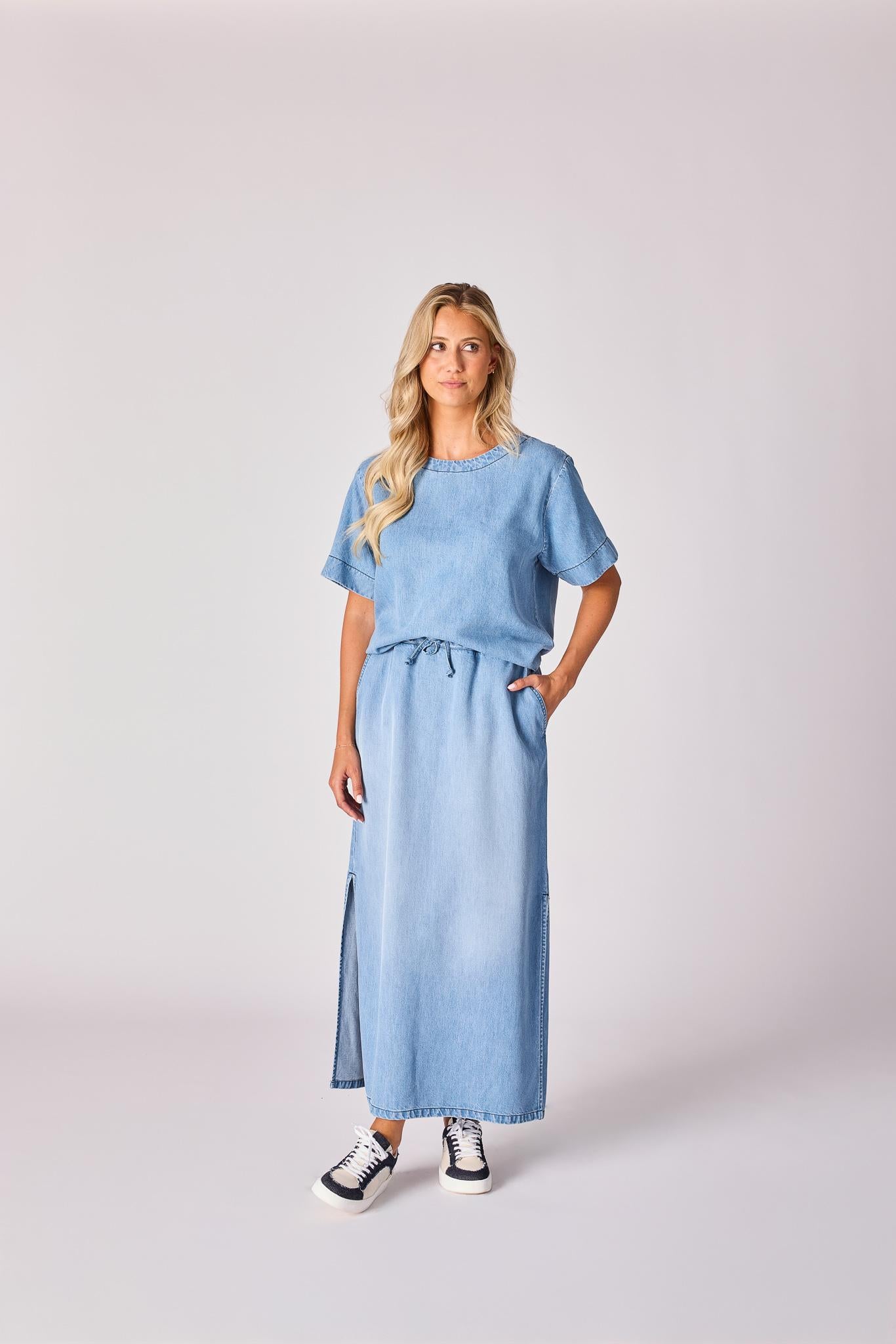 Lange rok uit lichte jeansstof - Jeans