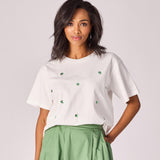 T-shirt met pailletten - Sage green