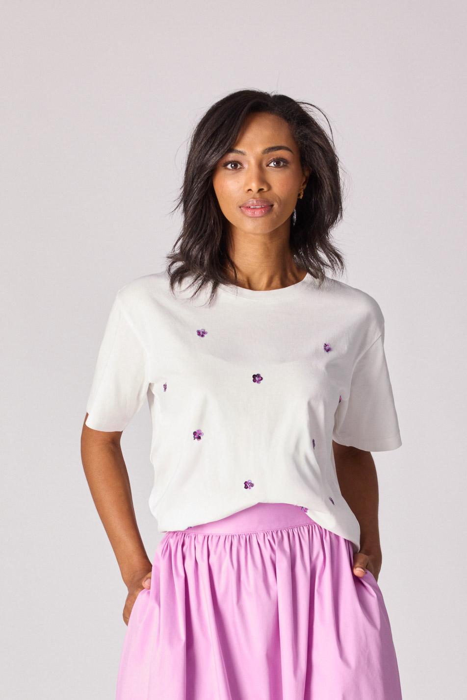 T-shirt met pailletten - Plume