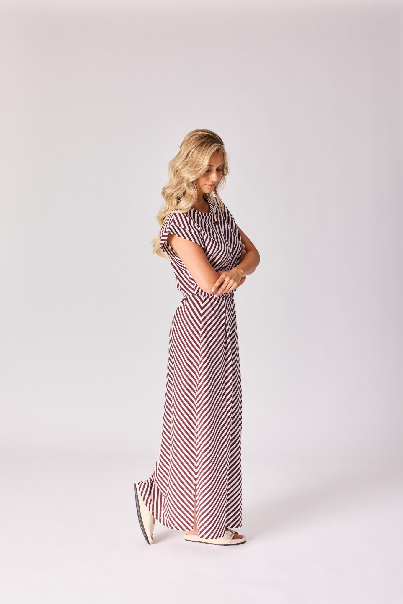 T-shirt met streepjesmotief - Burgundy stripe