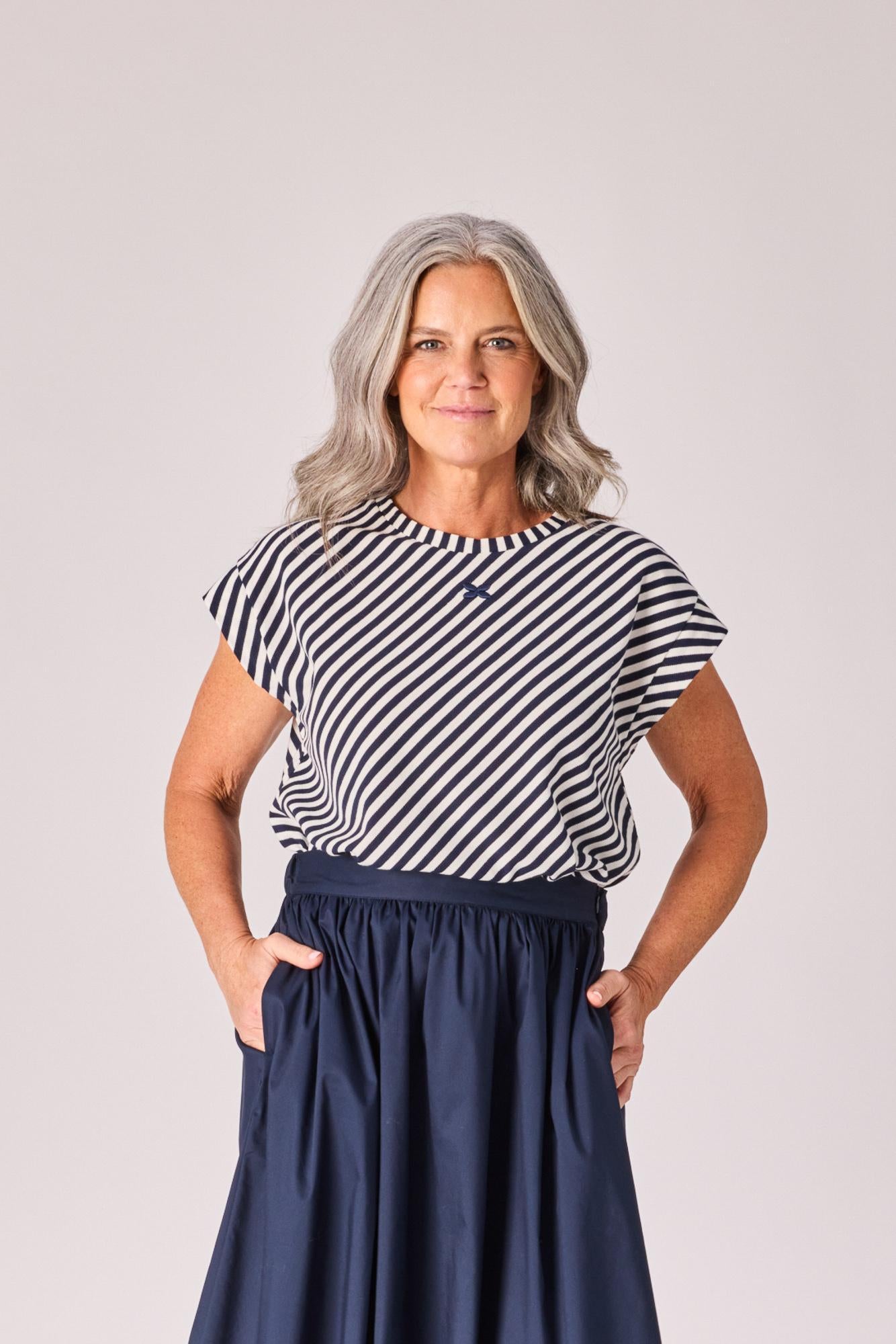 T-shirt met streepjesmotief - Navy stripe