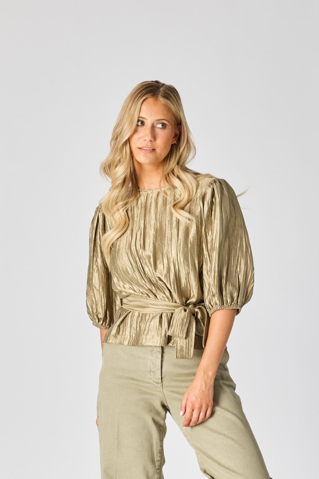 Blouse in frippé stof - Pistache
