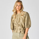 Blouse in frippé stof - Pistache