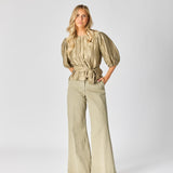 Blouse in frippé stof - Pistache