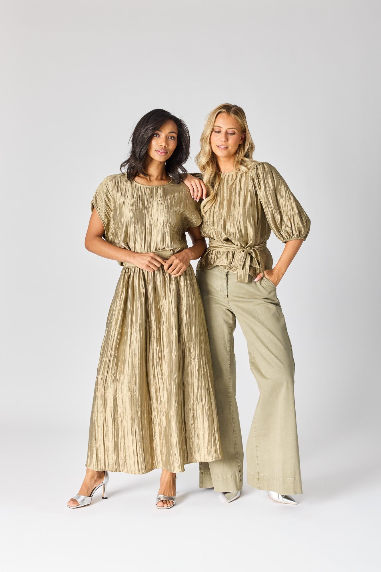 Blouse in frippé stof - Pistache