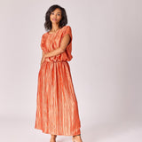 Rok in frippé satijn - Burnt orange
