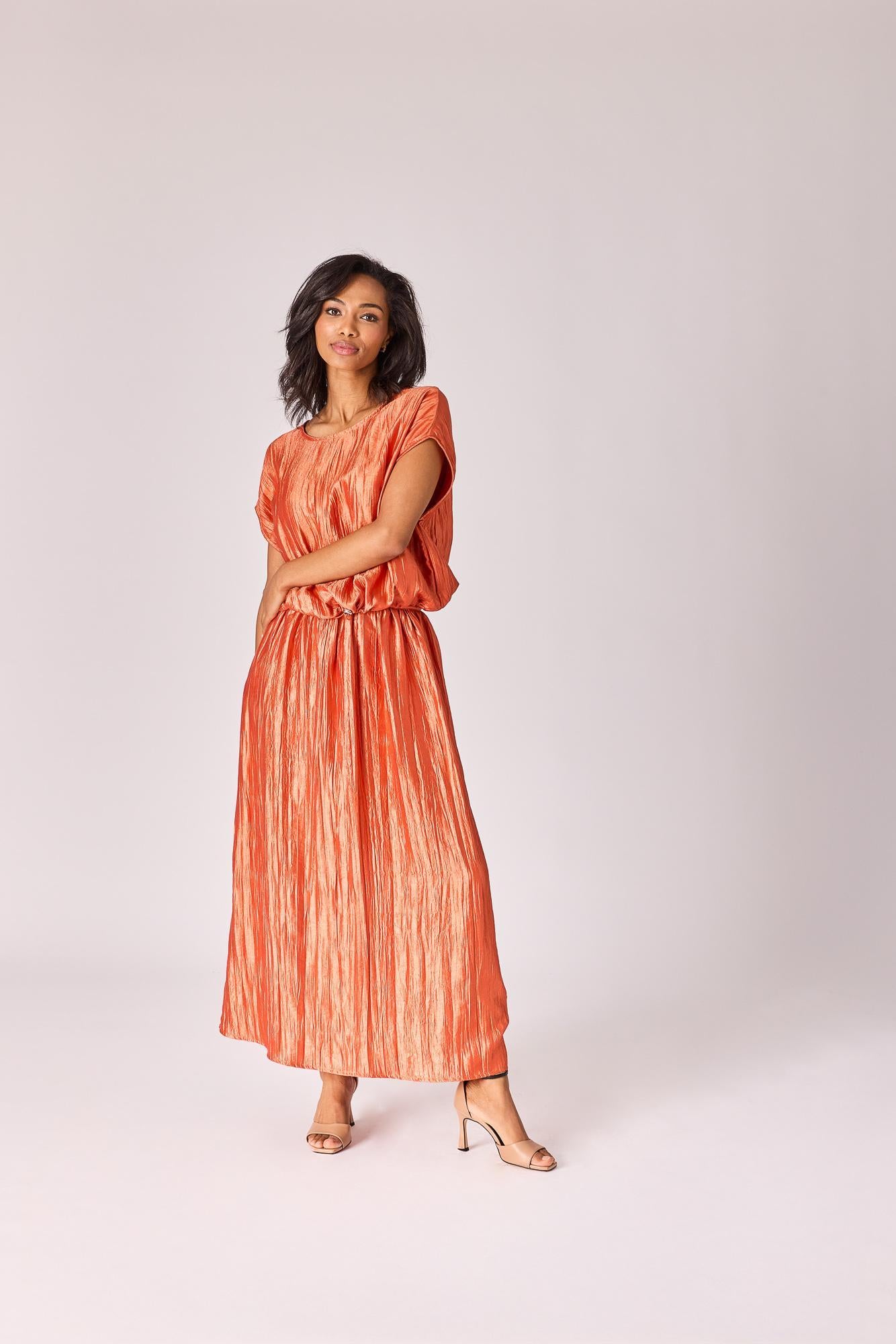 Rok in frippé satijn - Burnt orange