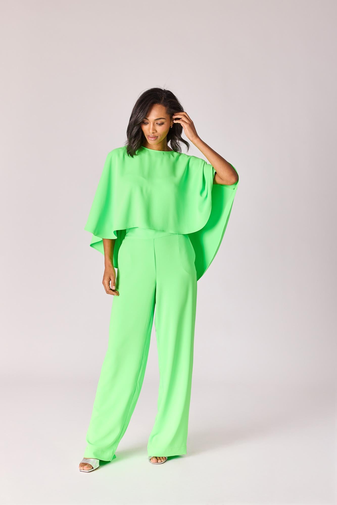 Broek met rekker in de taille - Neon green