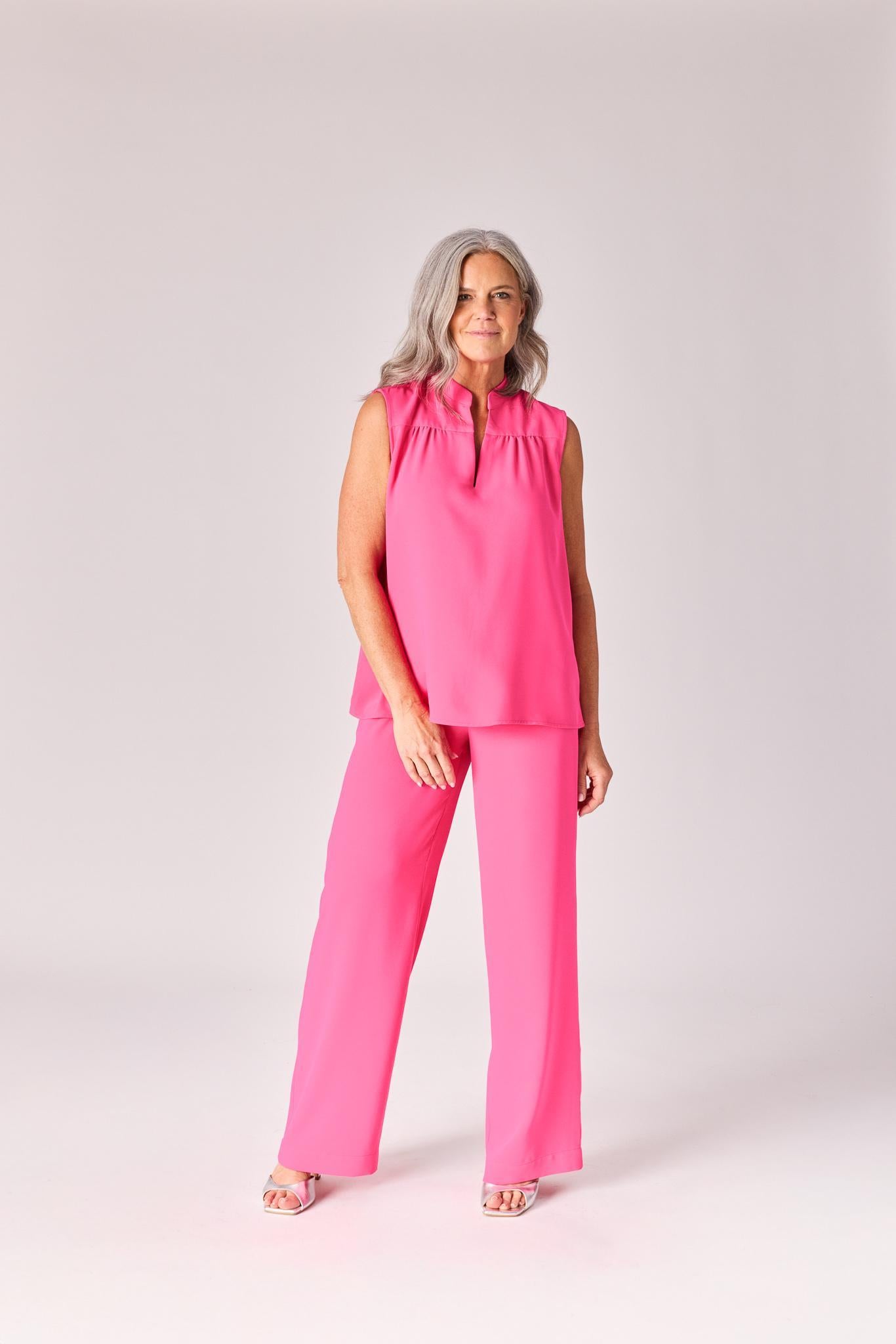 Broek met rekker in de taille - Pink