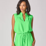 Blouse met fronsjes - Neon green