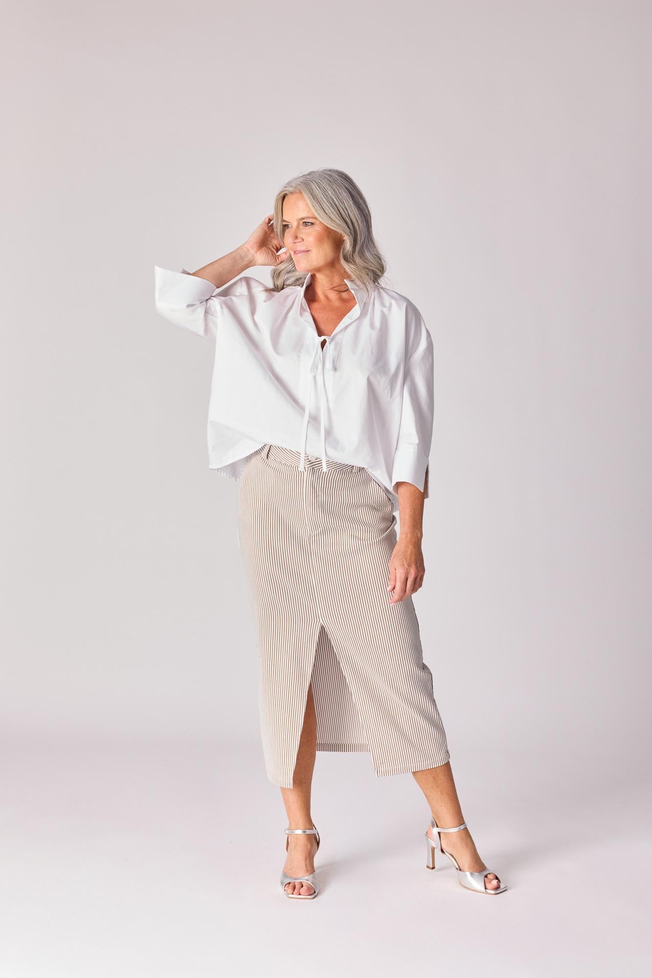 Oversized hemd met strikdetail - White