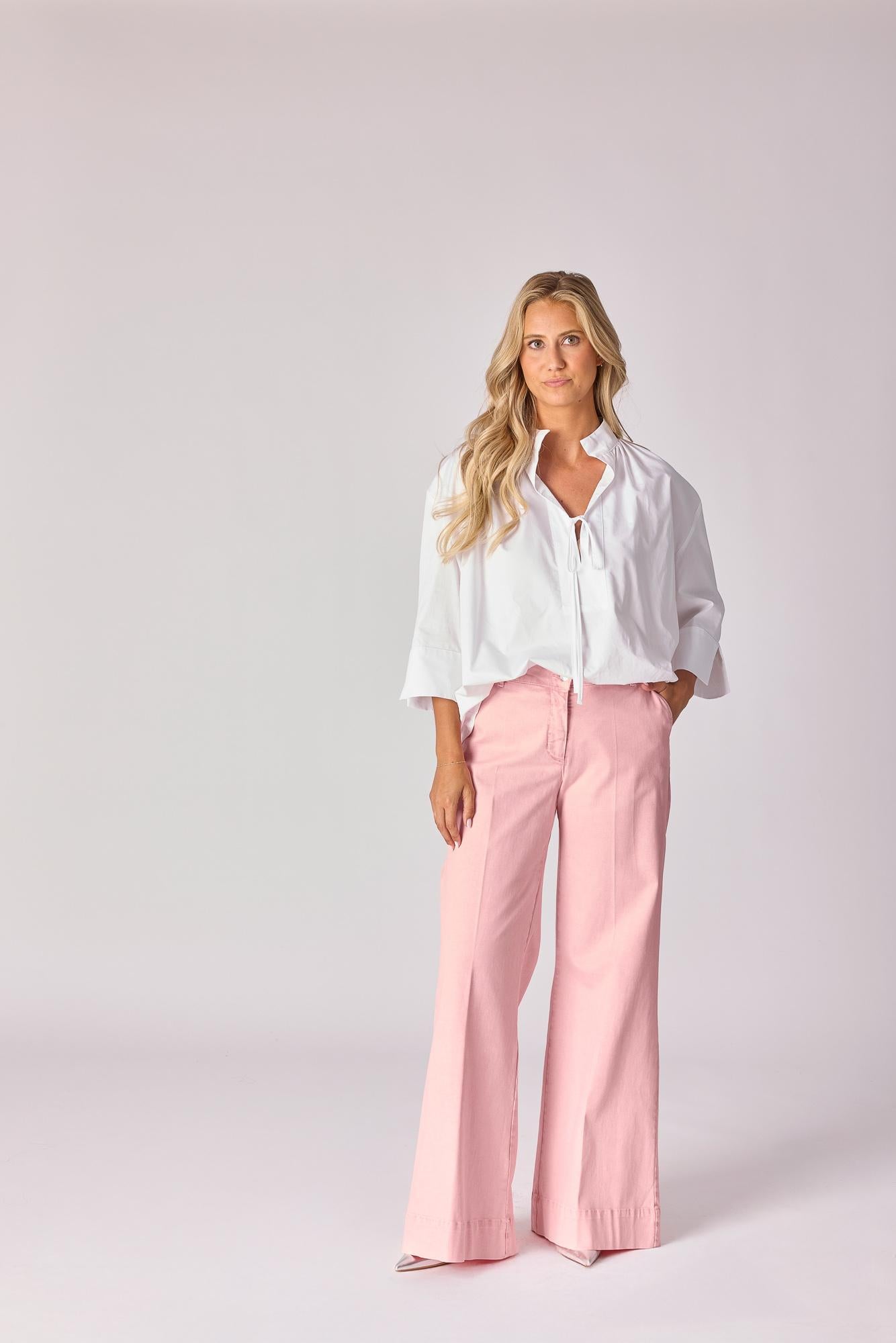 Oversized hemd met strikdetail - White