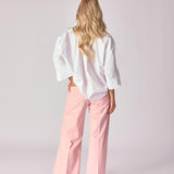 Oversized hemd met strikdetail - White