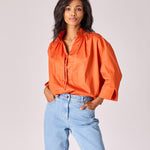Oversized hemd met strikdetail - Burnt orange