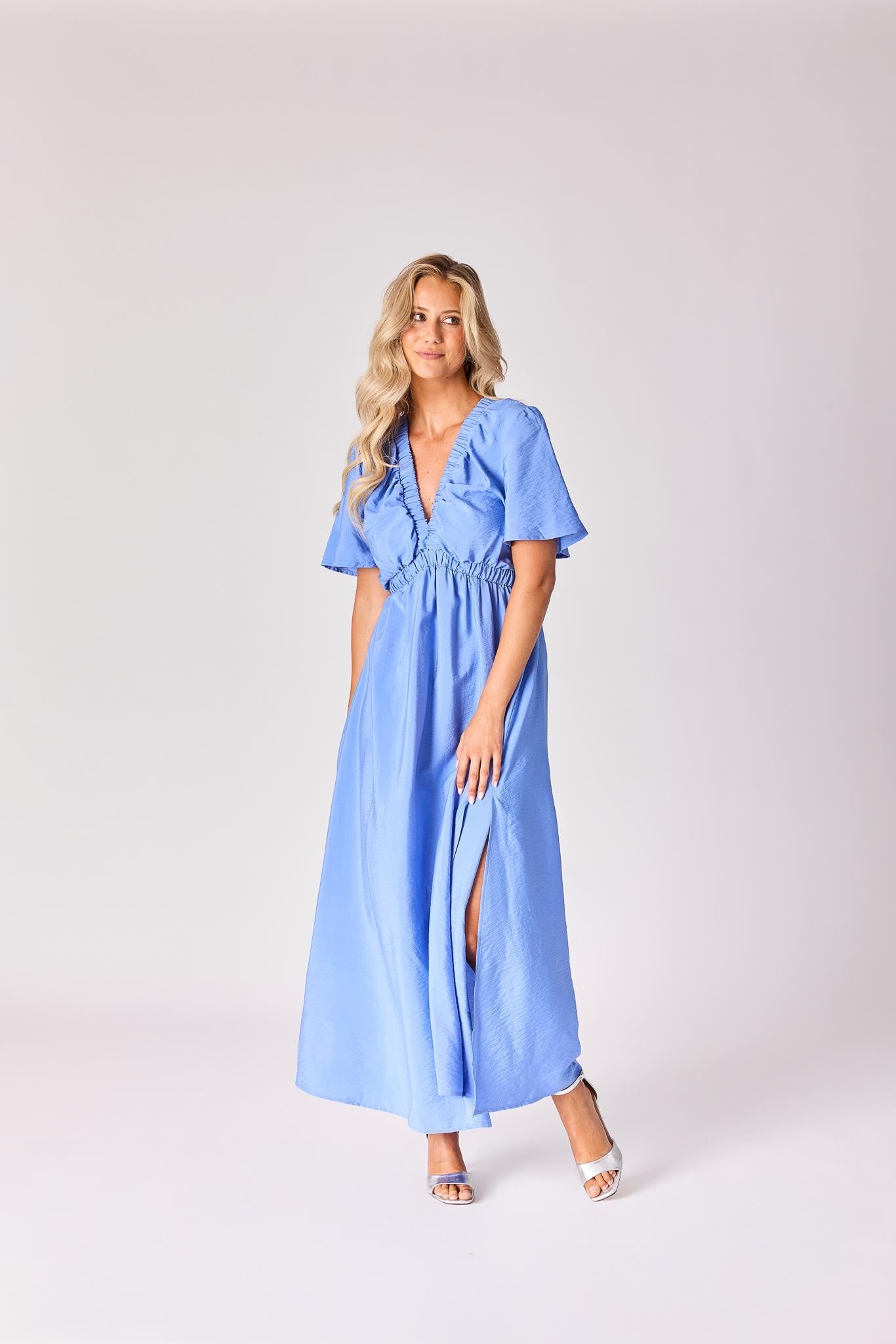 Lange jurk met open rugdetail - Lavender blue