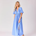 Lange jurk met open rugdetail - Lavender blue