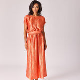 Top in frippé stof - Burnt orange